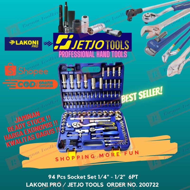 200722 Lakoni Pro 94 Pcs Socket Set 1/4" - 1/2"  JETJO TOOLS