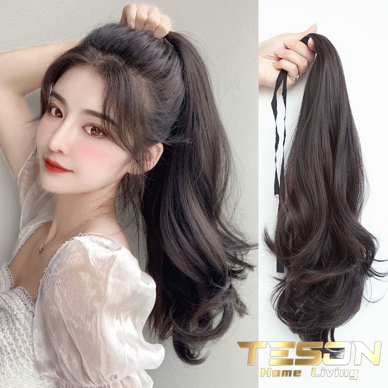 Hair Clip Wig Pony Tail Keriting Ikat Rambut Palsu