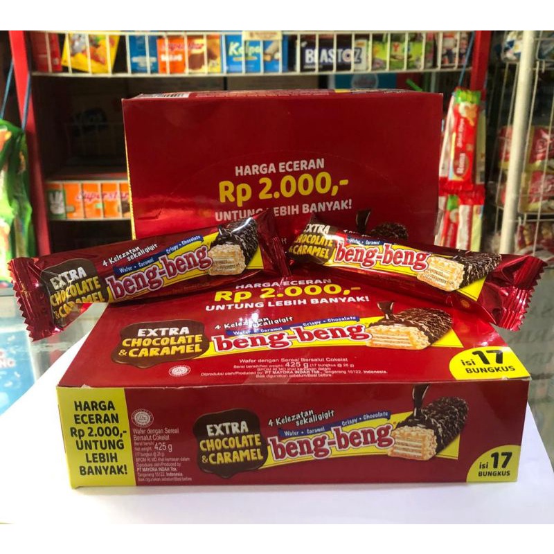 

NEW BENG-BENG WAFER EXSTRA CHOCOLATE & CARAMEL 1 PAK ISI 17 Pcs