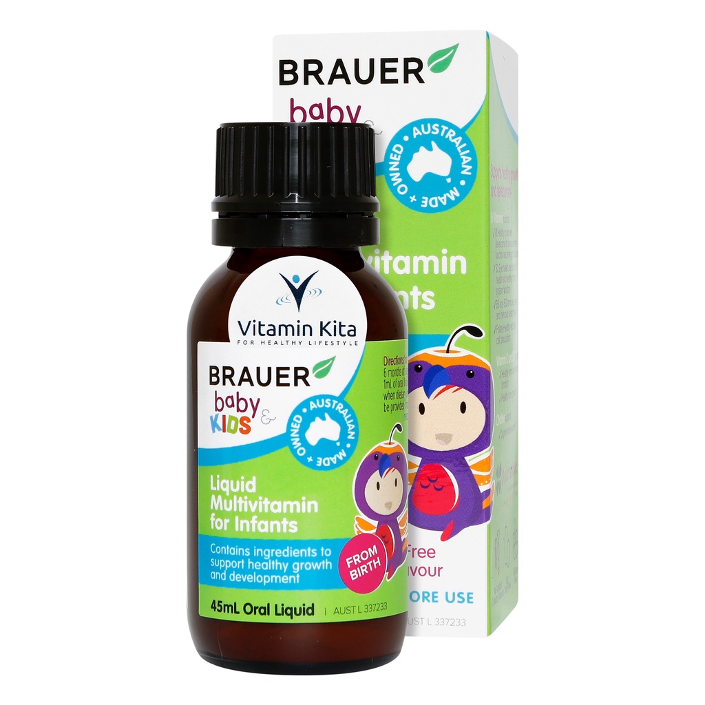 Brauer Baby And Kids Liquid Multivitamin for Infants - 45 ml | mendukung pertumbuhan dan perkembangan syaraf