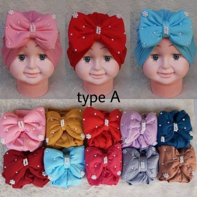 turban anak pita mutiara / turban bayi (TURBAN SYAKIRA)  packing plastik perpcs