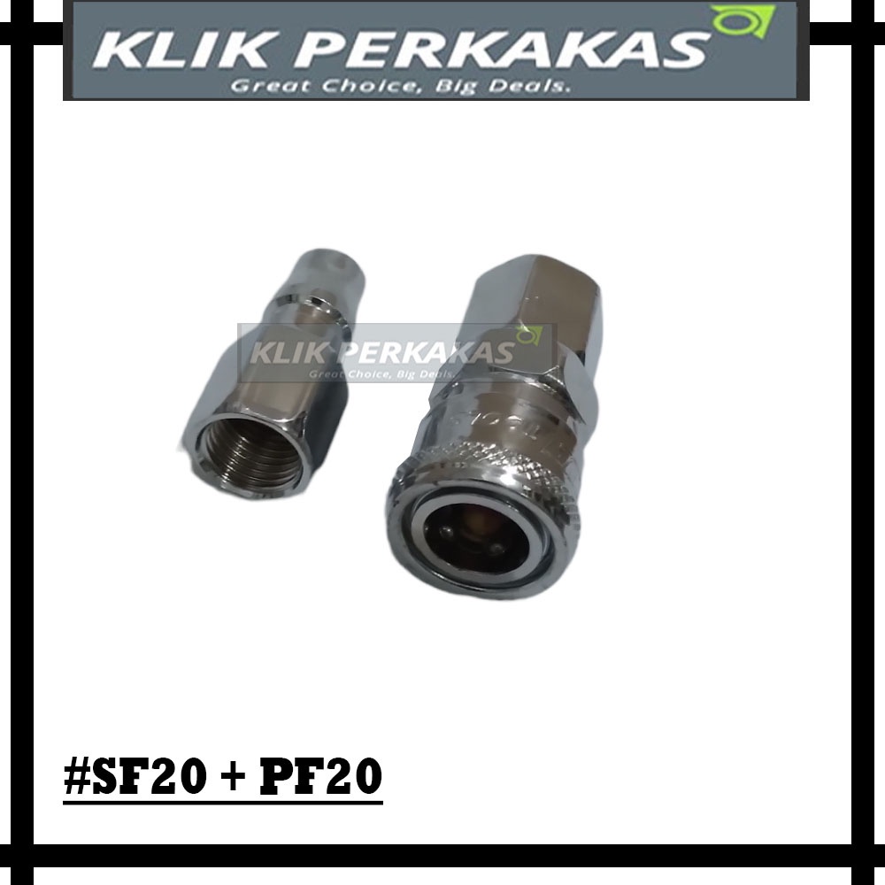 Paket Quick Coupler SF20 PF20 Kopler Angin Nepel Kompressor Sambungan Selang