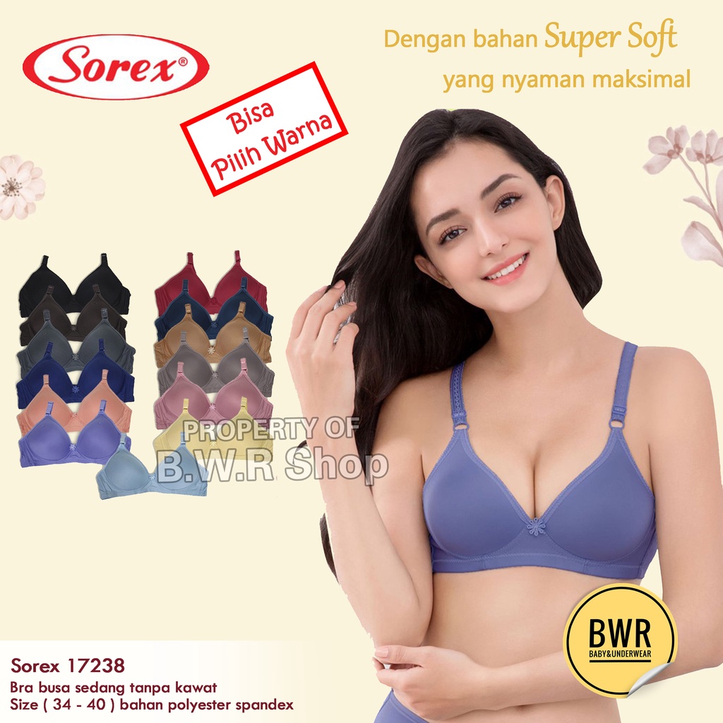 BH SOREX 17238 | Sorex Bra Cup Sedang Sorex | Bh Sorex Busa Tanpa Kawat Kancing 2 Terlaris Pilih warna - Bwr