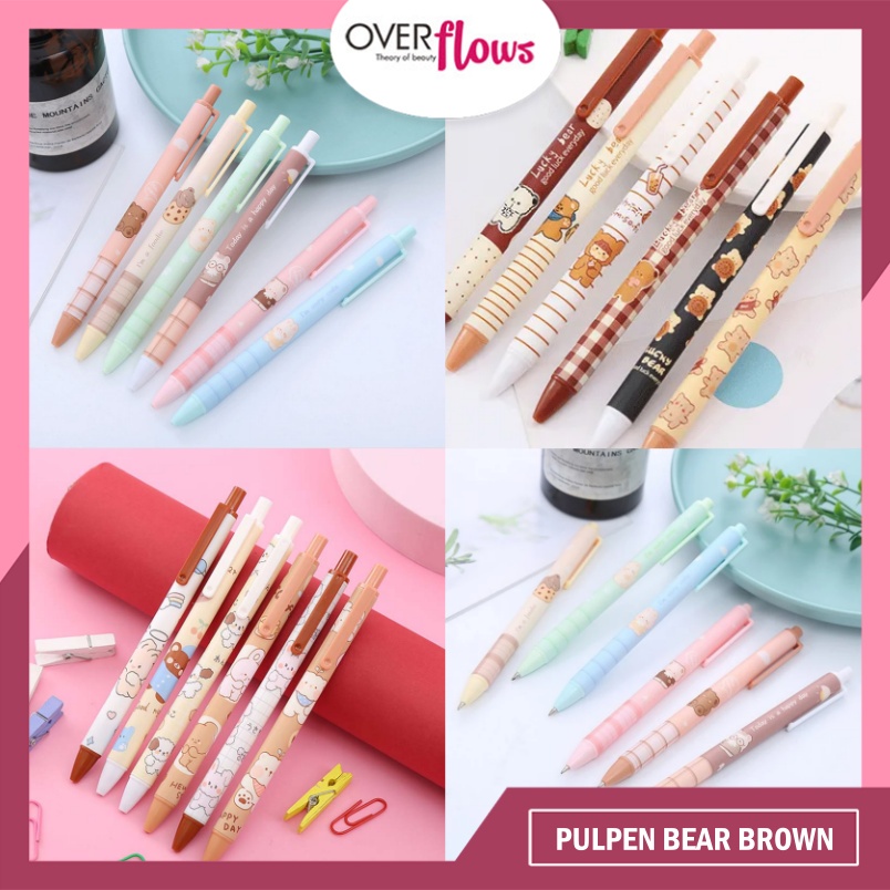 OVERFLOWS.ID Pulpen Mekanik Beruang Bear Bolpoin Lucu Murah Import Pen Karakter