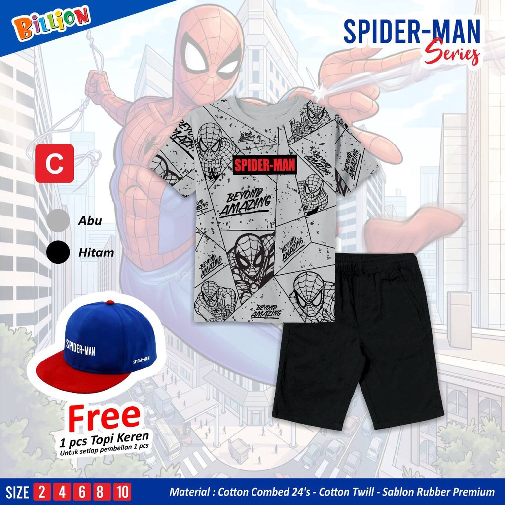 Setelan Short Pant Spideman series by Billion