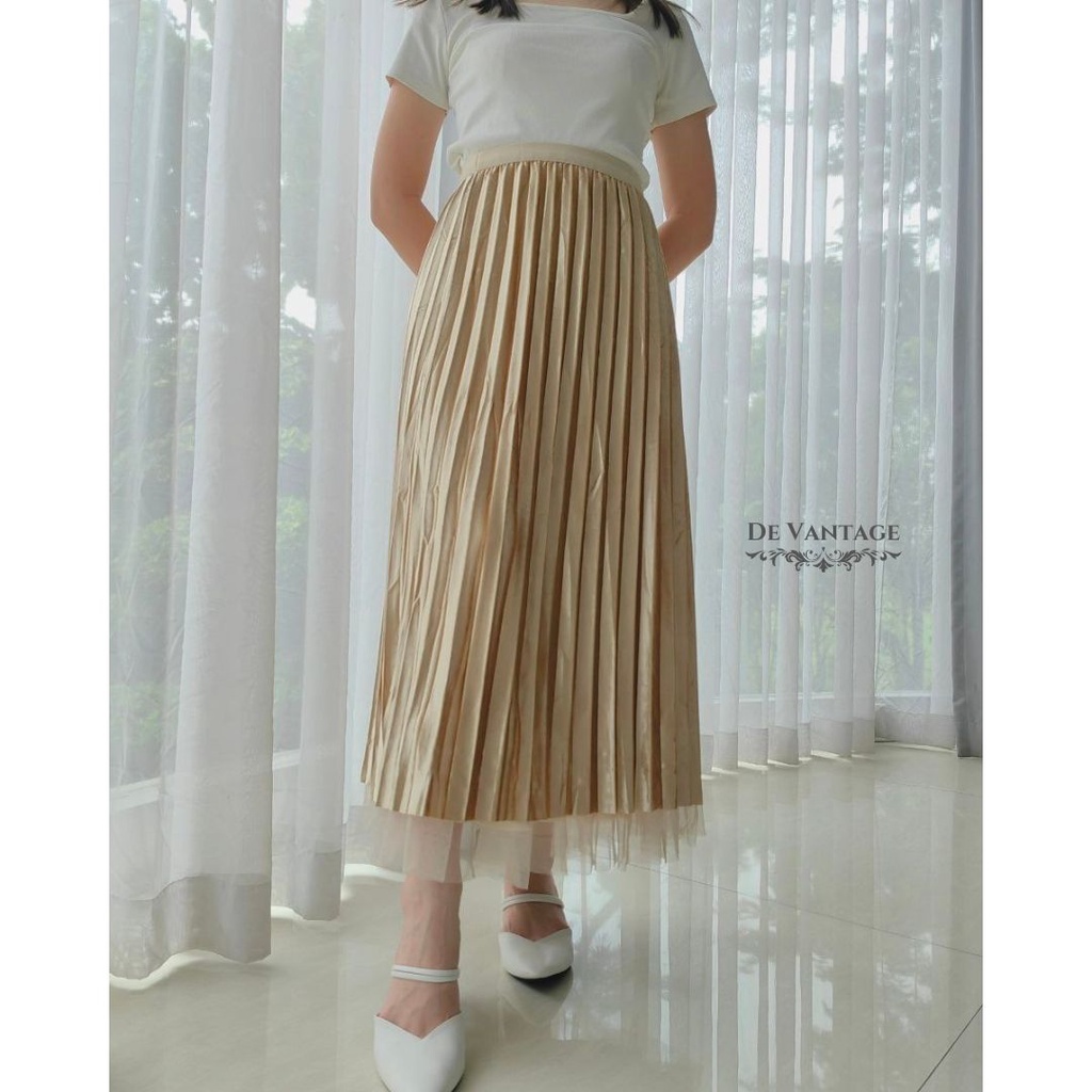 Rok Tutu Bolak Balik dengan List Mutiara / Rok Tile Bludru Panjang / Reversible Tulle Velvet Skirt