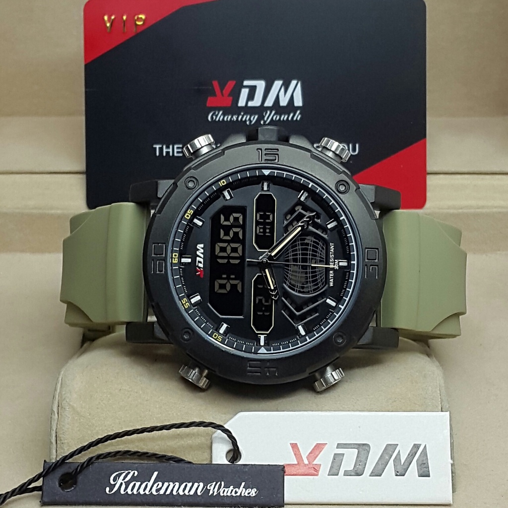 [COD] Jam Tangan Pria Kademan Original Strap Karet Rubber Double Time Analog Digital Water Resistant