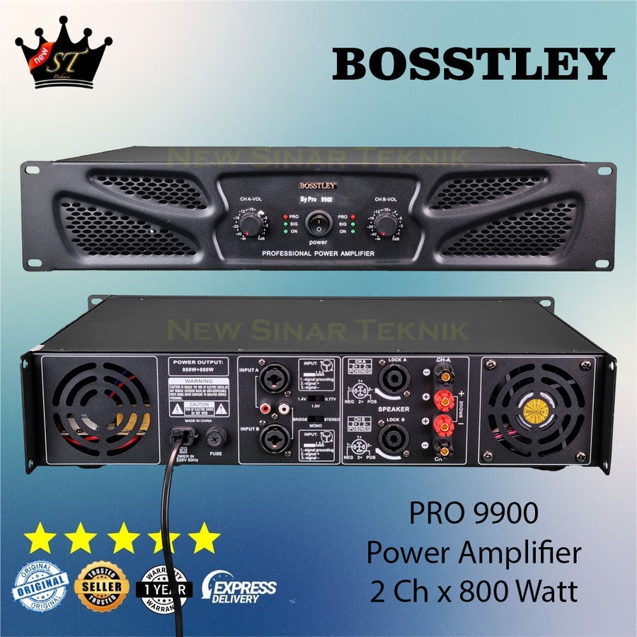 Power Amplifier BOSSTLEY PRO 9900 PRO9900 Amply Stereo 800 Watt x 2 Ch