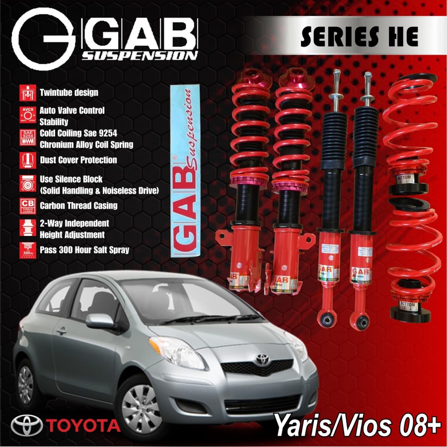 GAB HE SERIES Coilover T. Vios Yaris 08+ 14+