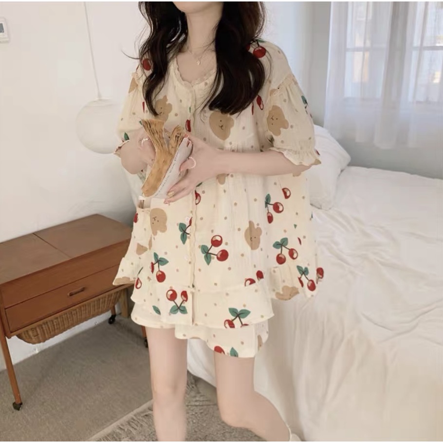 Baju Tidur Piyama Import Cute Korea Motif Kartun Lucu Baju Tidur Set Wanita Celana Pendek