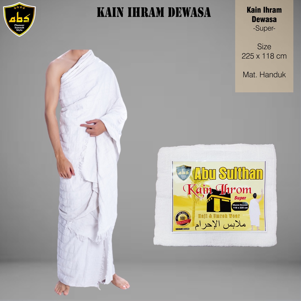 Kain Ihrom ABU SULTHAN  ABS Camel Ardha exlusive Pakaian Perlengkapan Haji dan Umroh Baju Kain Ihram Ihrom Pria Murah Bahan Handuk Tebal Berkualitas/Perlengkapan Haji/Perlengkapan Umroh