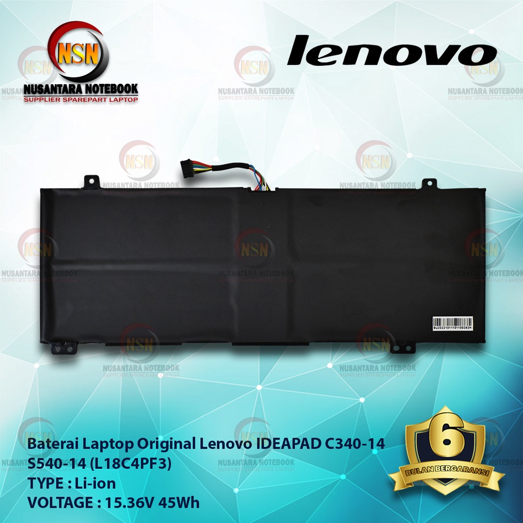 Baterai Laptop Original Lenovo Ideapad C340-14 L18C4PF3 15.36V 45Wh