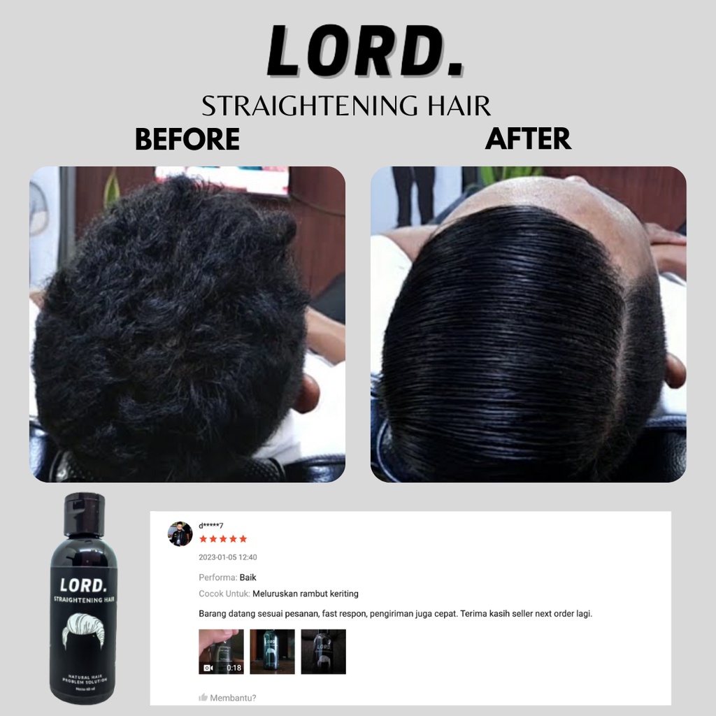 Lord Straightening Hair Pelurus Paket Perawatan Rambut Pria Hemat Free Sisir