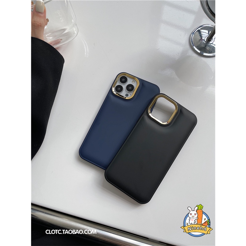 Casing Compatible for iPhone 14 13 12 11 Pro Max SE 2020 XR X XS Max 7 8 6 6s Plus SE 2020 Pure Premium Metal Simple Solid Color Air Cushioned Phone Case High Quality Soft Silicone Simple Style Phone Cover Anti-drop Anti-dirty Round Lens Protective Case