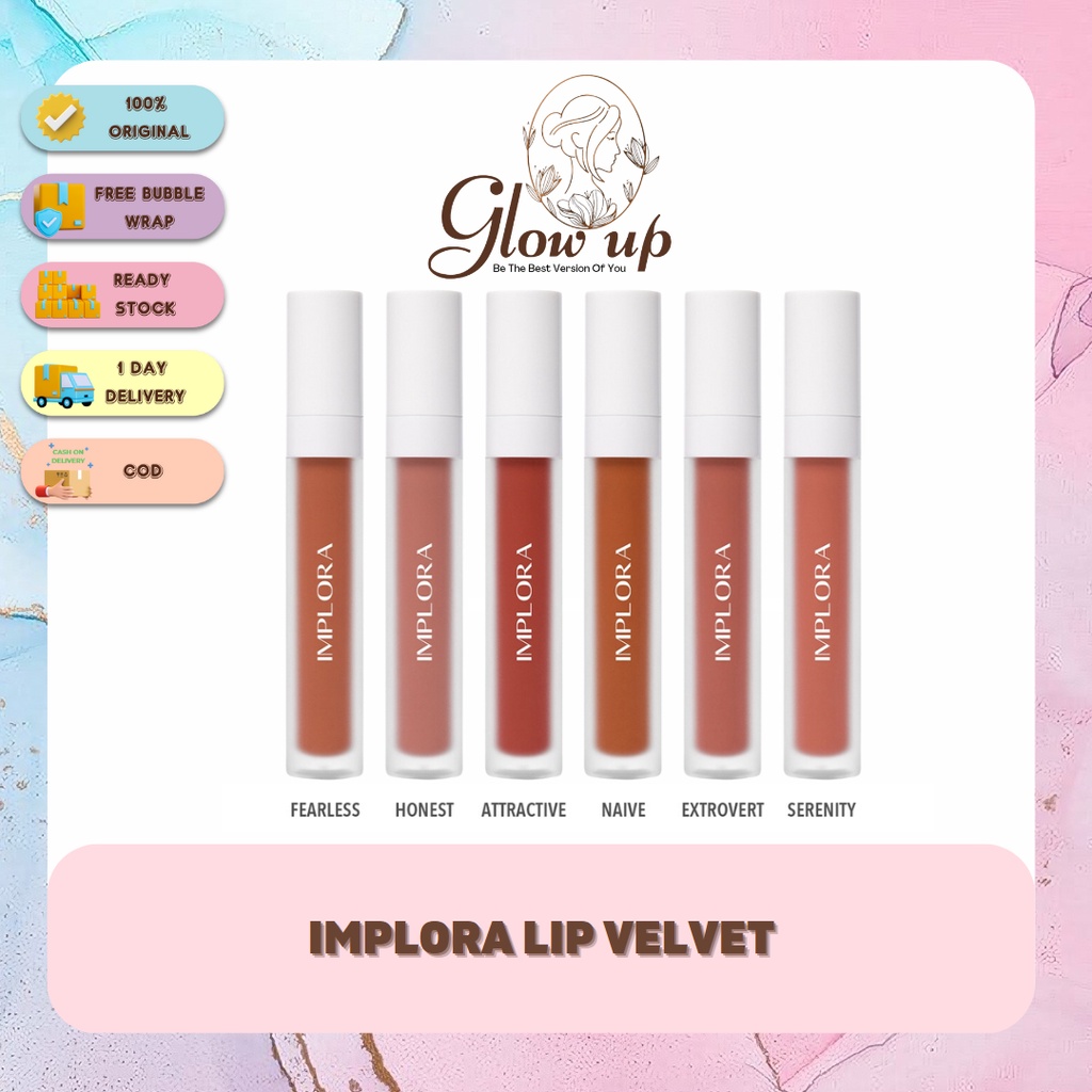 ✨GLOWUP✨IMPLORA LIP VELVET / ATTRACTIVE/EXTROVERT/FEARLESS/HONEST/NAIVE/SERENITY | LIP CREAM | LIPTI