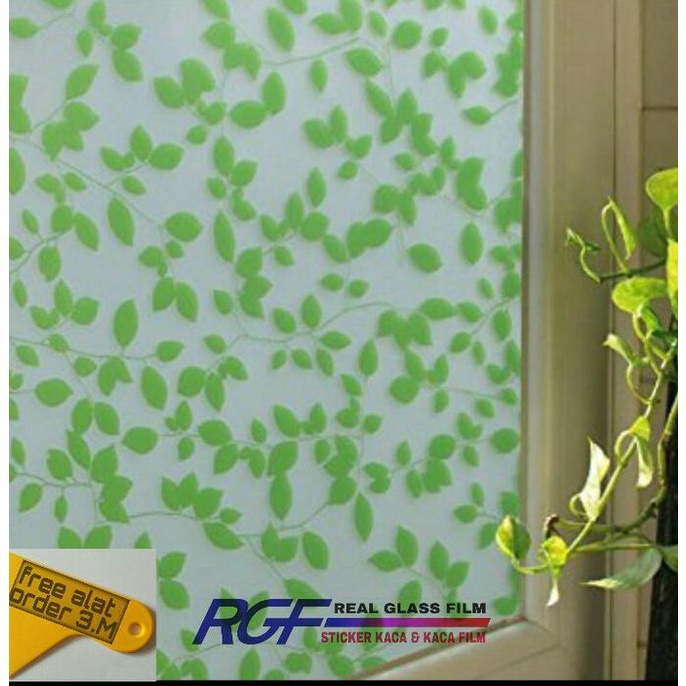 stiker/sticker kaca/kaca film/pelapis kaca/motif daun hijau