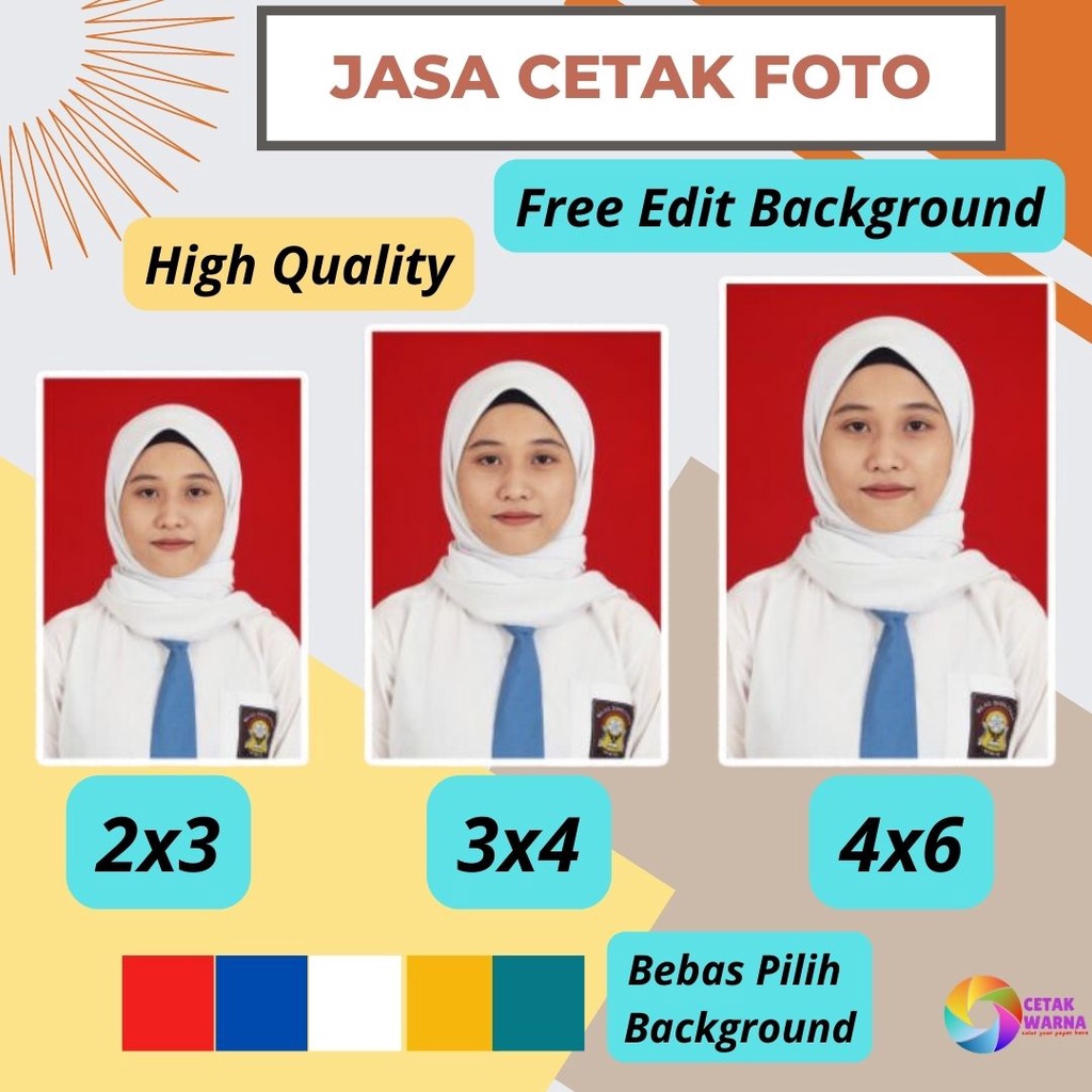 Cetak Pas foto Ukuran 2x3 3x4 4x6 5x7 Print Foto Background Merah Cuci Photo edit Background Latar, 