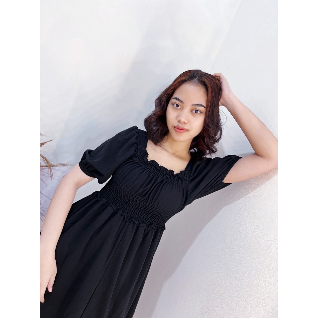 HS - SYAFIRA DRESS / MIDI DRESS ATASAN WANITA / KOREAN PREMIUM FULL KARET