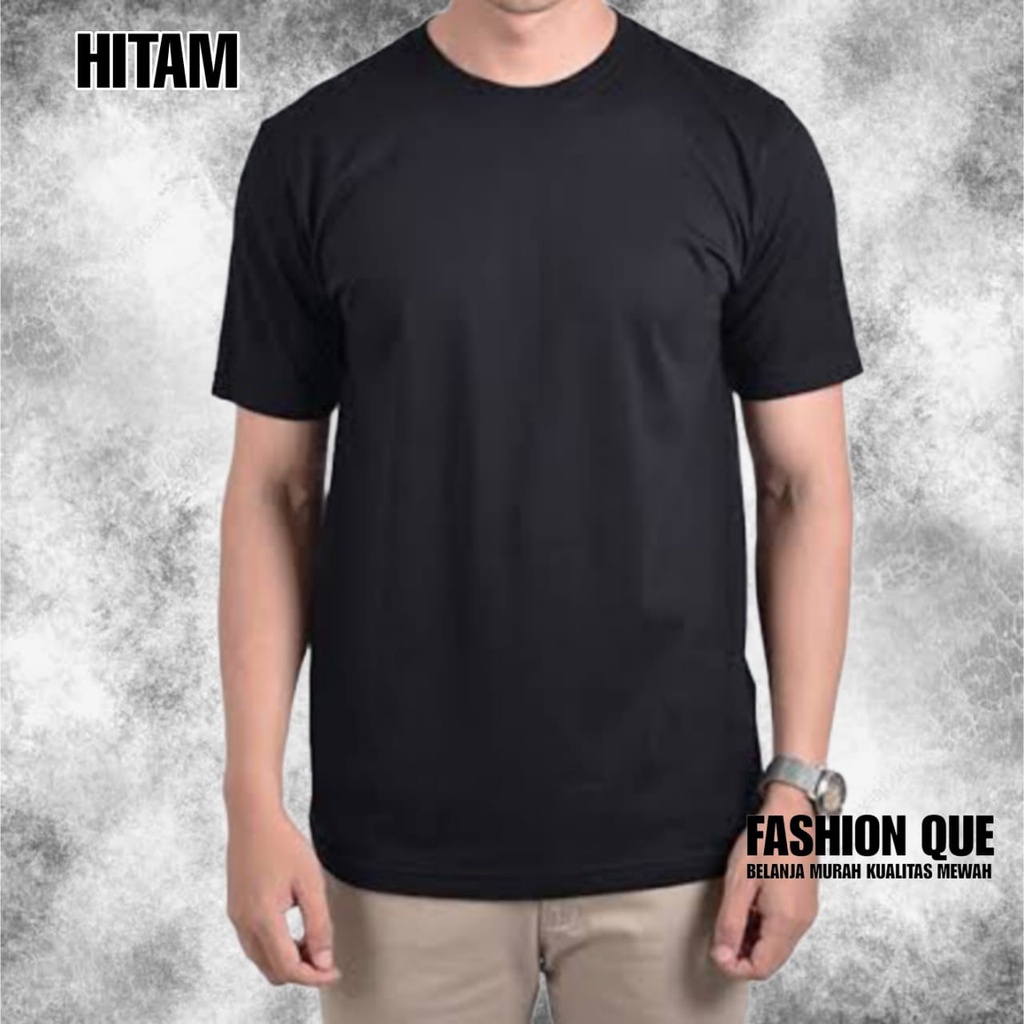 KAOS POLOS COMBAT 30S HITAM LENGAN PENDEK UNISHEX PAKAIAN DISTRO CEWE COWO ATASAN BAJU POLOS KATUN P
