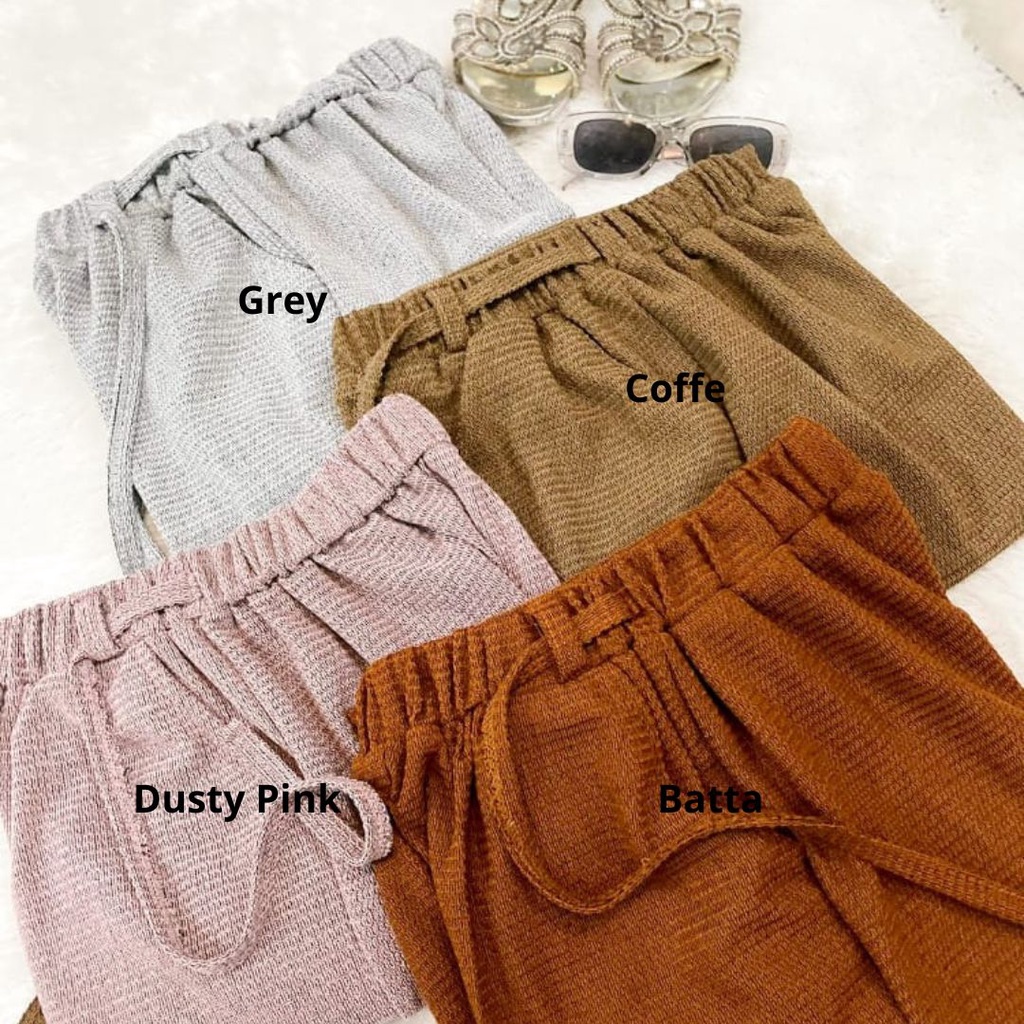 COLLUTE PANTS RAJUT TALI KECIL / CELANA KULOT WANITA ANTI KUSUT/ KULOT RIB KNIT WANITA