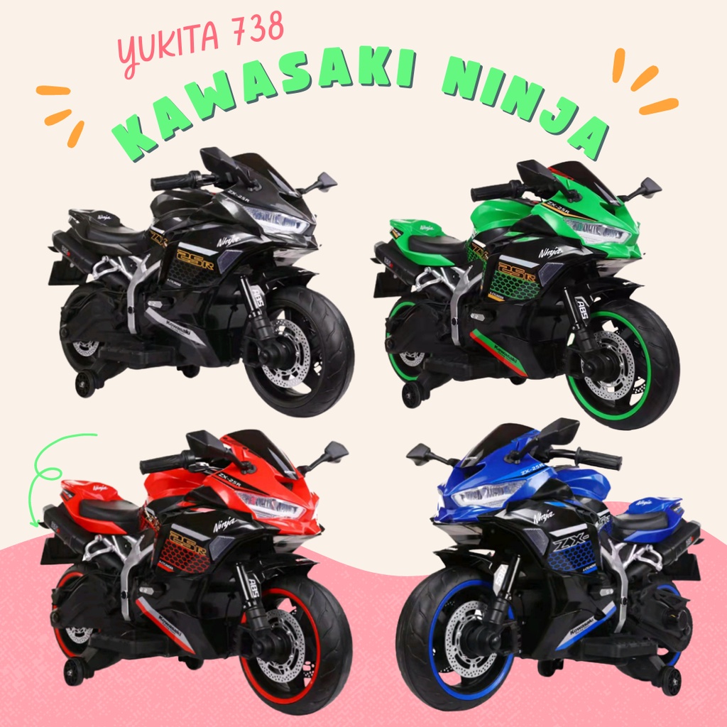 Mainan Motor Aki Yukita 738 Kawasaki Ninja - Hitam