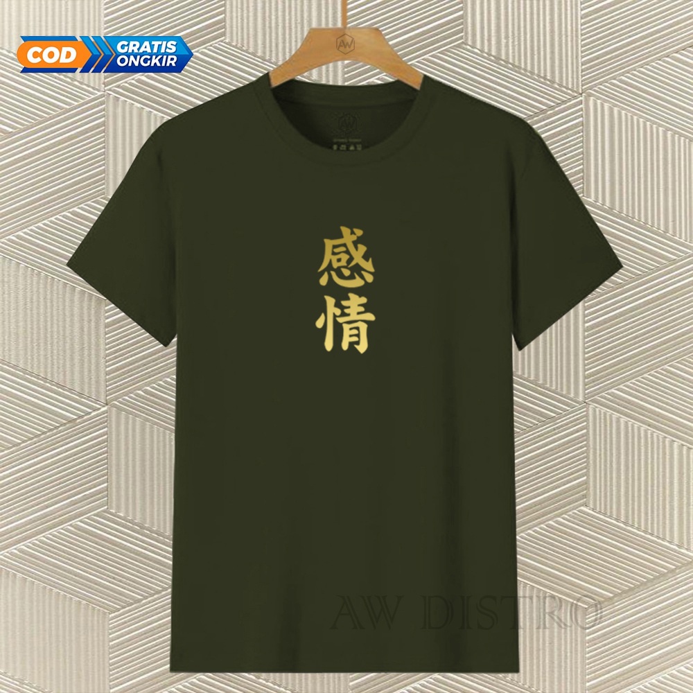 COD Baju Kaos Distro Tulisan Jepang Tex Gold Premium Quality Lengan Pendek