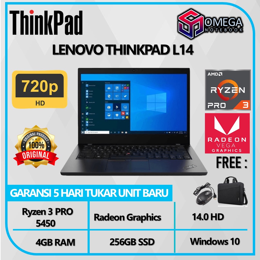 Lenovo Thinkpad L14 Ryzen 3 PRO 5450 4GB 256SSD Radeon Graphics Windows10 14.0