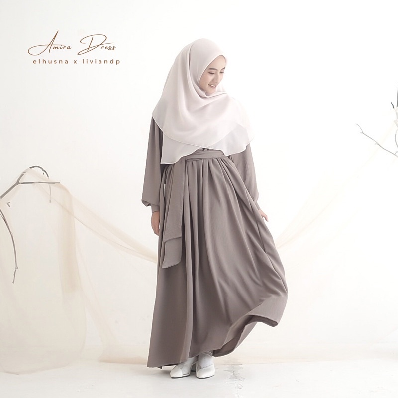 [𝐄𝐥𝐡𝐮𝐬𝐧𝐚] Amira Dress X Liviandp/ Dress Wanita / Gamis Terbaru / Dress Lebaran / Gamis Remaja