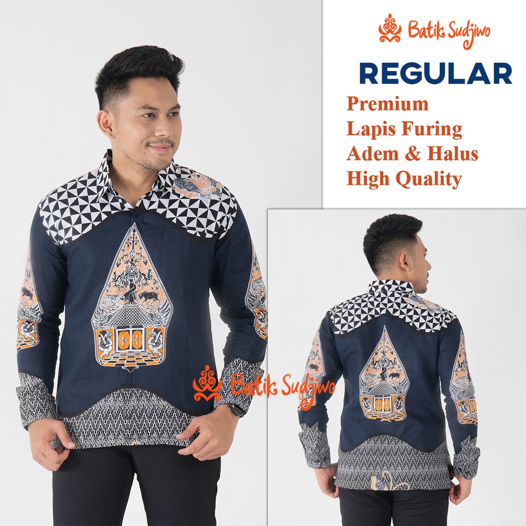 SUDJIWOBATIK 1132 Hem Kemeja Batik Pria Cowok Laki Laki Lengan Panjang Premium Lapis Furing Solo Laweyan Original