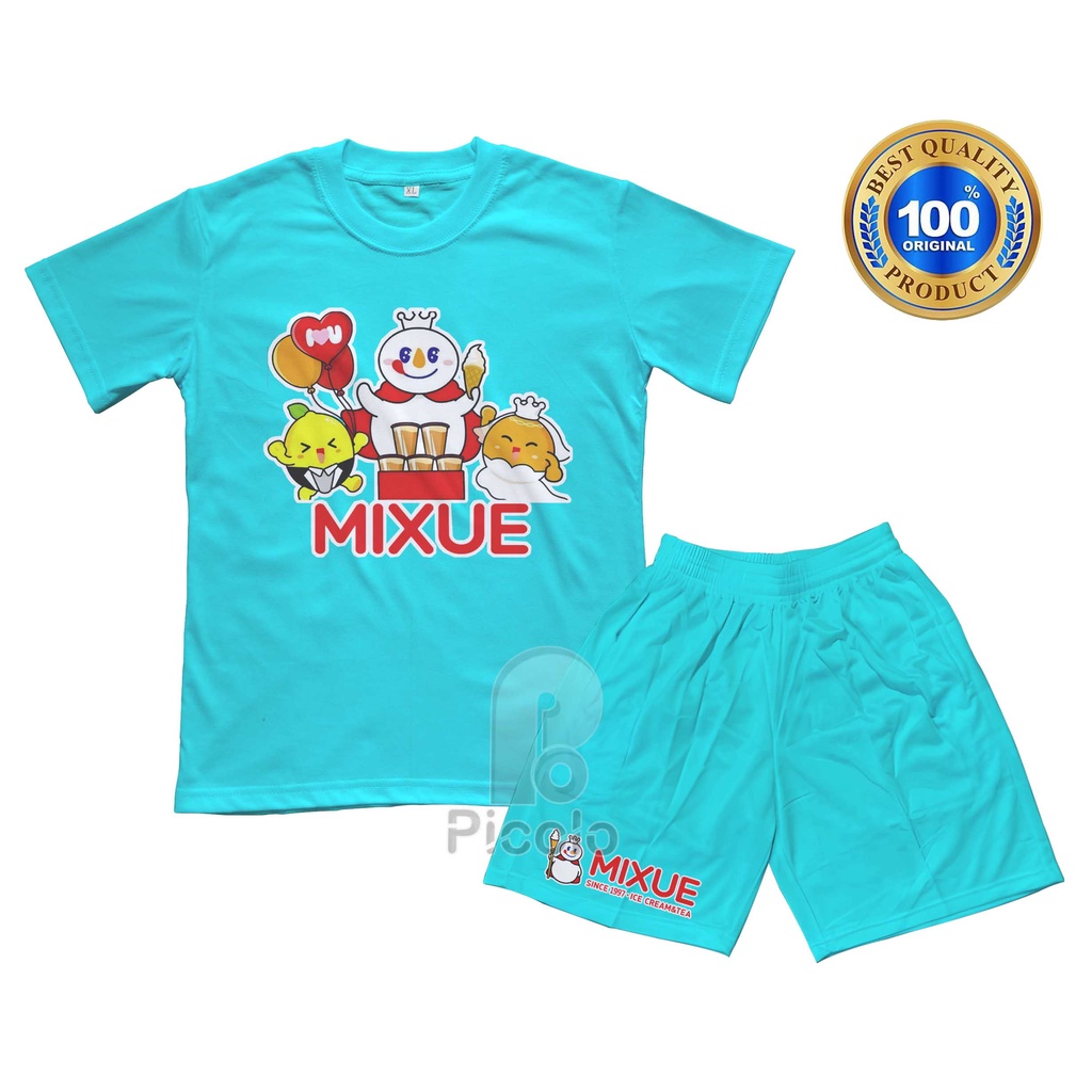 (FREE NAMA) BAJU KAOS SETELAN ANAK MOTIF MASKOT/LOGO MIXUE UNISEX