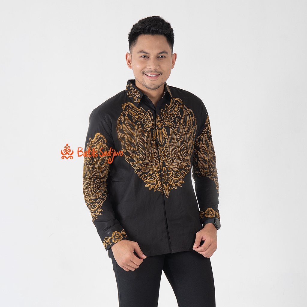 SUDJIWOBATIK 1141 Hem Kemeja Batik Pria Cowok Laki Laki Lengan Panjang Premium Lapis Furing Solo Laweyan Original