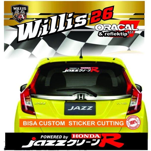 TICKER KACA BELAKANG MOBIL HONDA JAZZ STIKER STICKER CUTTING