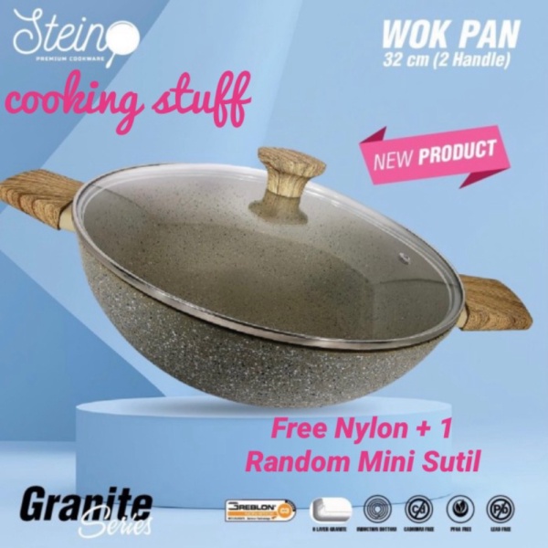 Promo Stein Cookware - Granite Series Wok Pan 32 cm Diskon