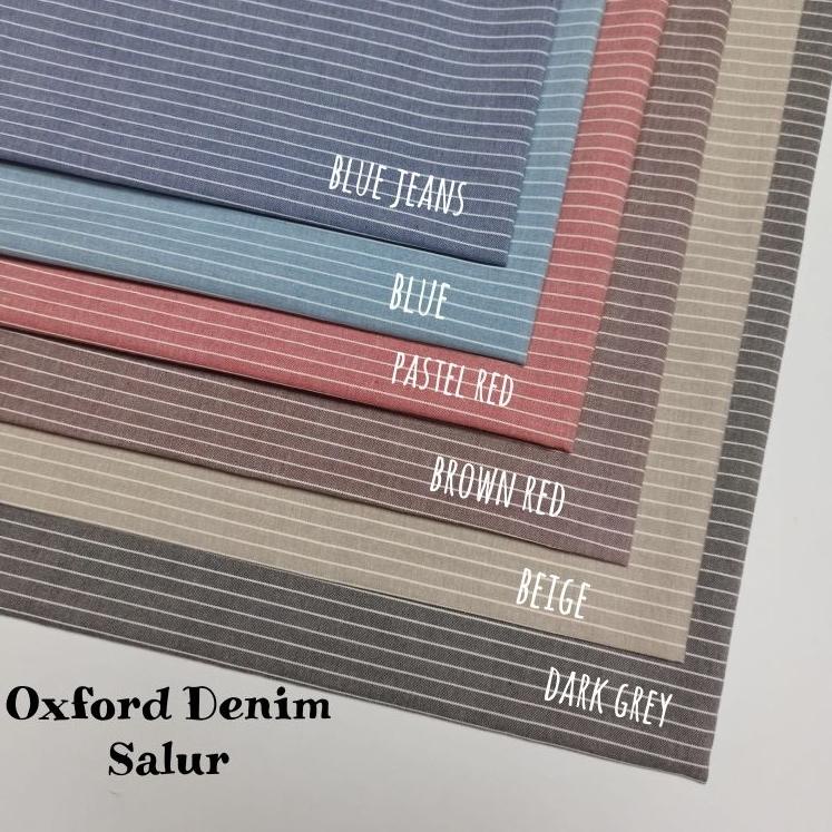 Star 6.6 (HARGA 0,5m) KAIN KATUN CHAMBRAY OXFORD DENIM SALUR / GARIS-GARIS/STRIPE