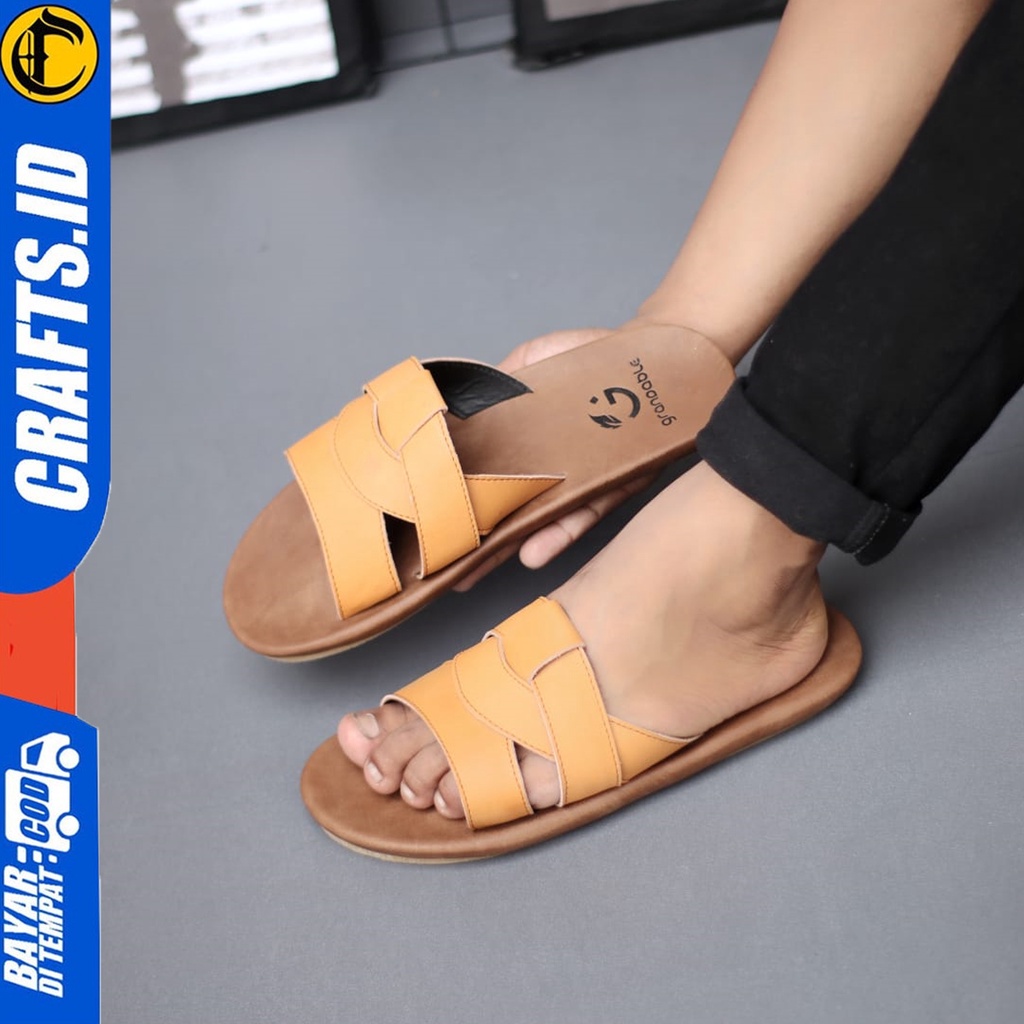 Sandal Kulit Pria Dewasa Sendal Jepit Crafts Scarabba