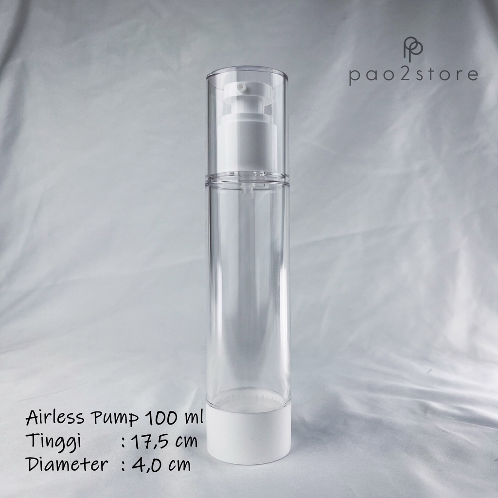 Botol Airless PUMP 100ml - Lotion Serum Travel Size Refillable Bottle Vacuum Treatment