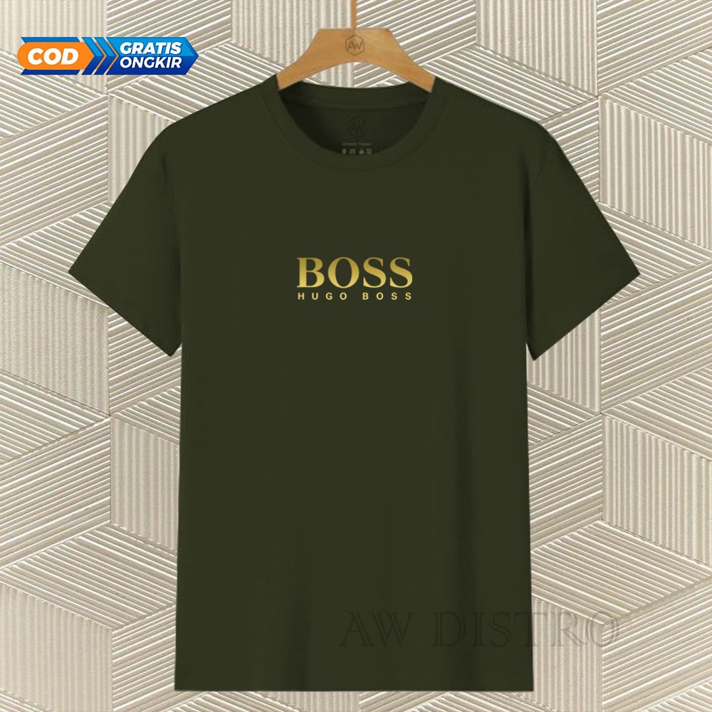 COD Baju Kaos Distro BOSS HB Teks Gold Premium Quality Lengan Pendek