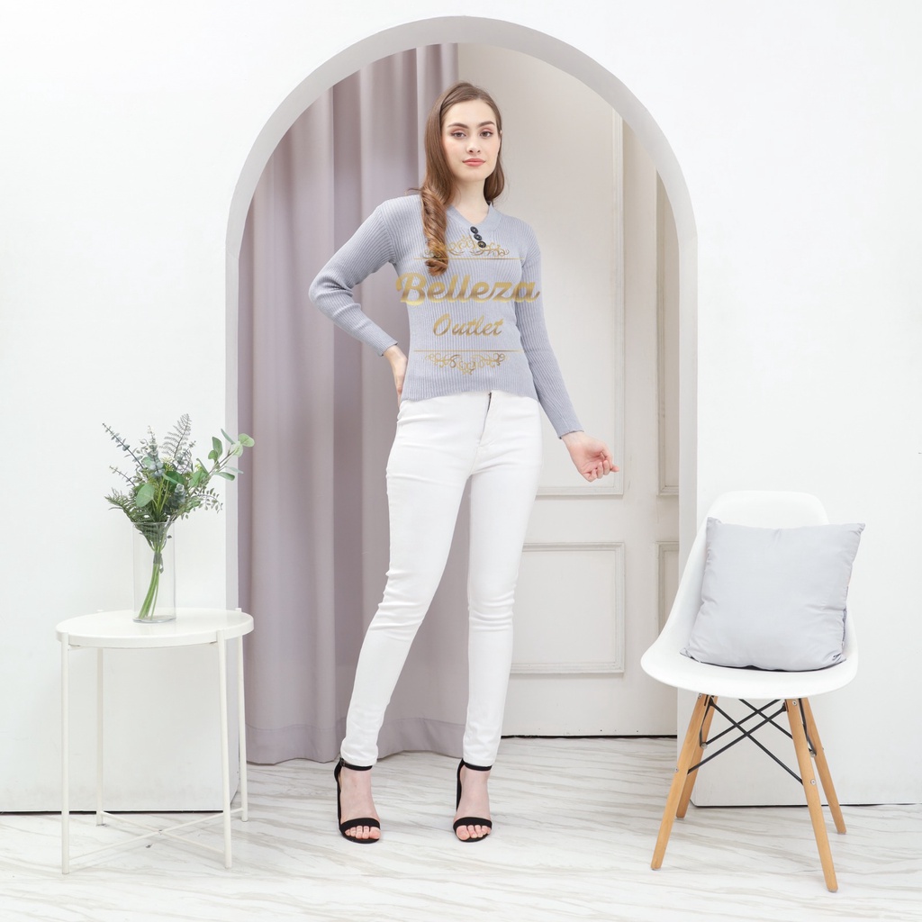 Belleza Outlet baju rajut Cardigan rajut atasan wanita Button body Fit
