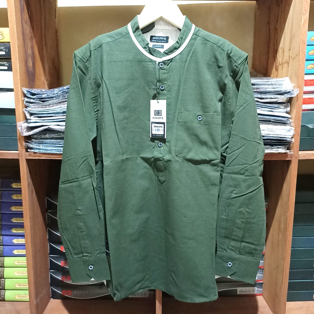 Baju Koko Pria Dewasa Merk Erkape Lengan Panjang Size M - XL
