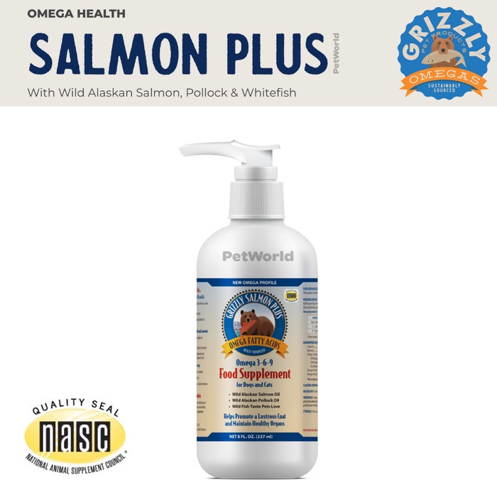 Terlaris Grizzly Salmon Oil 8Oz - Dog Fish Oil Vitamin Minyak Ikan Anjing Hewan