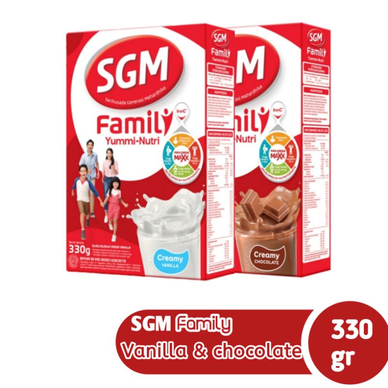 

SGM family yummi-nutri coklat / vanila 330 gram