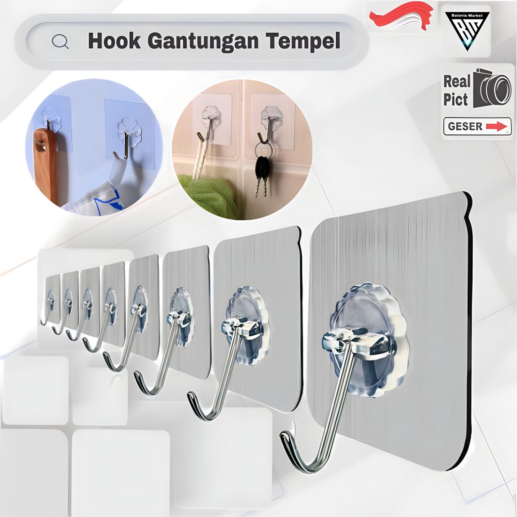 Hook Gantungan Tempel Dinding Anti Air / Cantelan Tembok Super Kuat / Magic