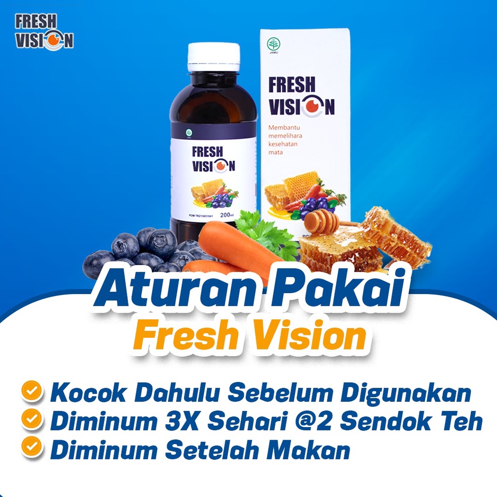 Fresh Vision Paket 2 Botol - Suplemen Madu 100% Original Bantu Atasi Mata Minus Mines Penglihatan Buram Kabur Mata Mudah Lelah Kemerahan Kering Gatal Cegah Katarak