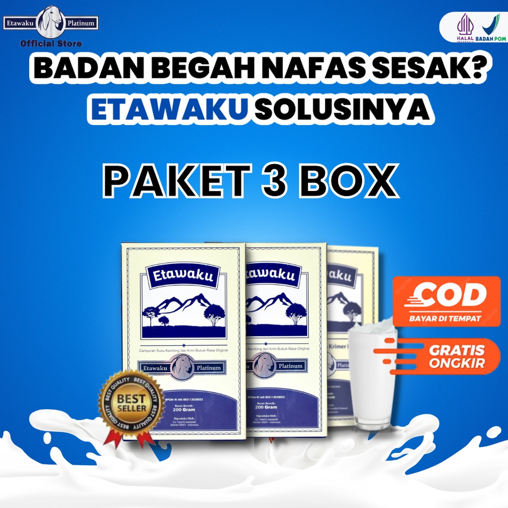 

Paket 3 Box ETAWAKU PLATINUM Susu Etawa Premium & Krimer Bubuk Isi 200 Gram