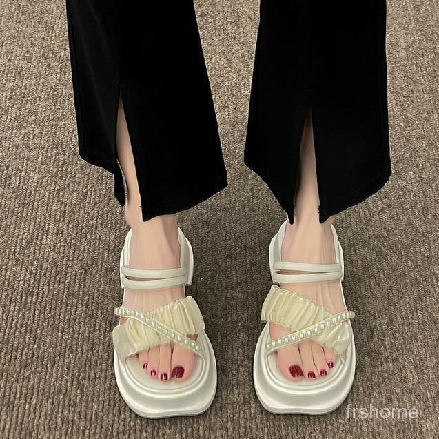 Peri peri bawah tebal angin mutiara manis meningkatkan sandal sandal tinggi sandal wanita eksternal