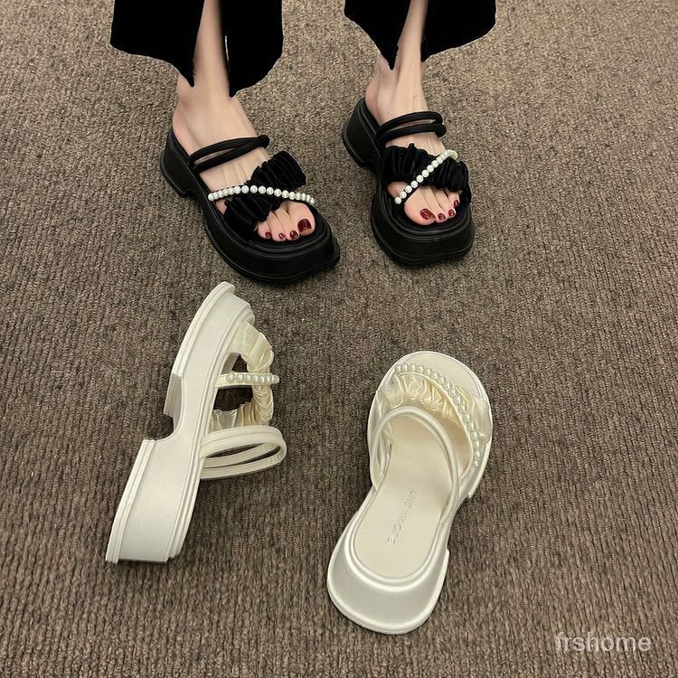 Peri peri bawah tebal angin mutiara manis meningkatkan sandal sandal tinggi sandal wanita eksternal