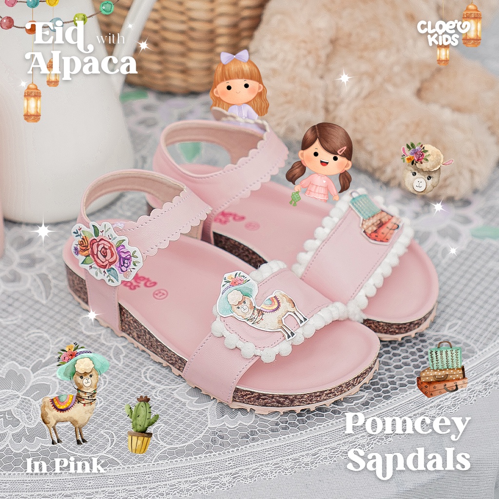 CLOEVKIDS - Pomcey Sepatu Sandal Anak Perempuan Lucu - Alpaca Series