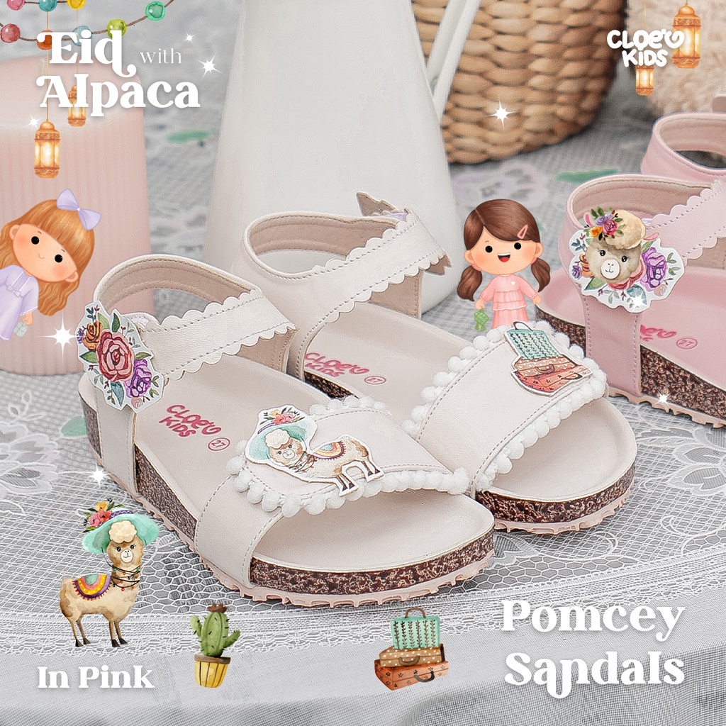 CLOEVKIDS - Pomcey Sepatu Sandal Anak Perempuan Lucu - Alpaca Series