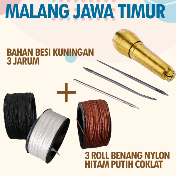 SET JARUM + BENANG Alat Jahit Sol Sepatu Canvas Kulit Reparasi Sepatu