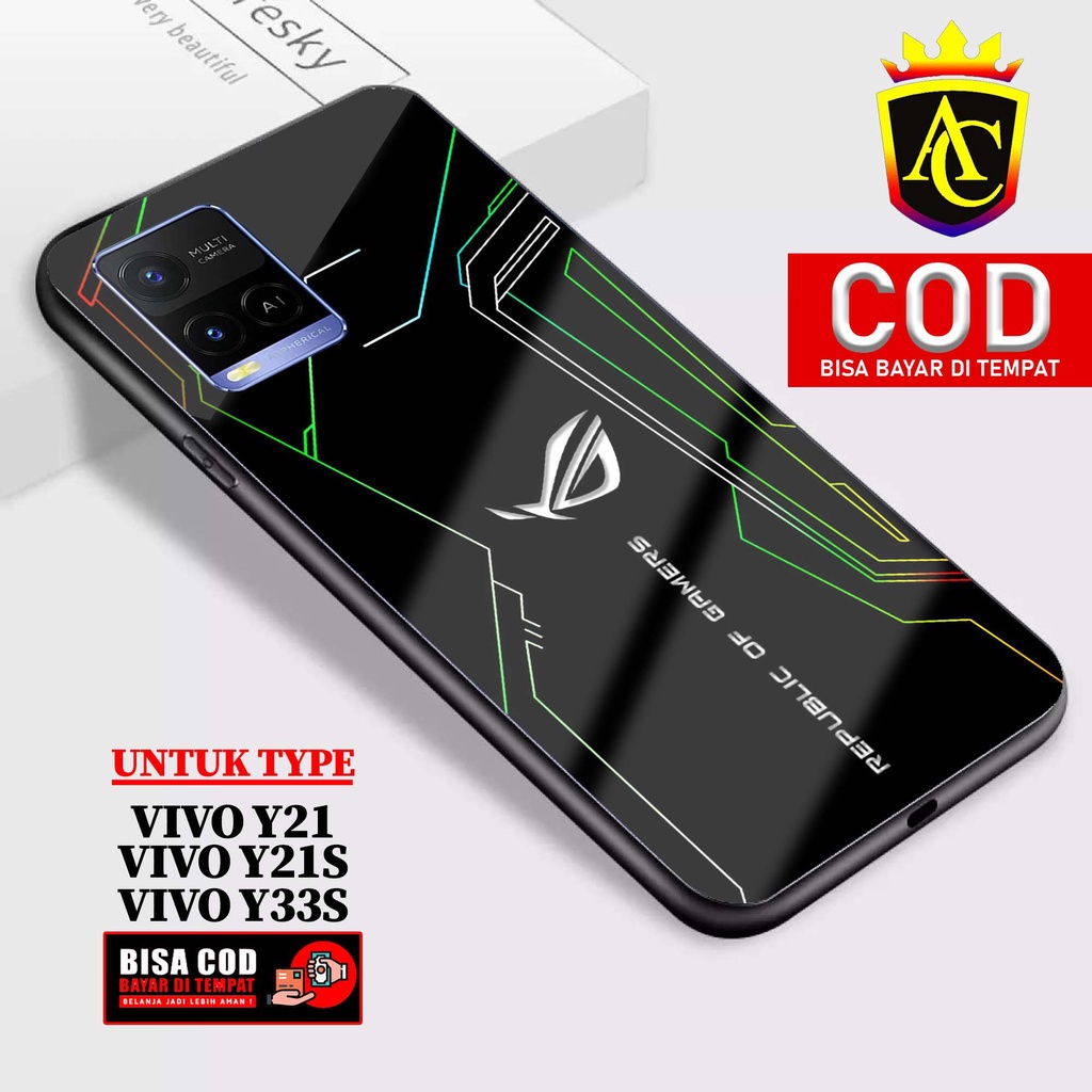 Case Vivo Y21 Y21S Y33S - Aneka Case - [ ROG ] Softcase Glass - Hardcase Glossy hp Vivo Y21S Y21 Y33
